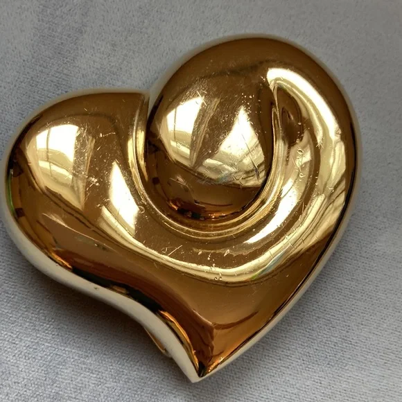 Vintage | Accessories | Puffy Heart Buckle In Gold Color 